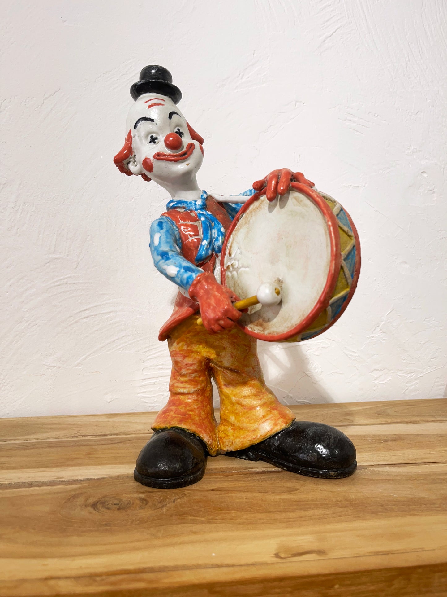 Clown avec Tambour en céramique Serafino Ferraro